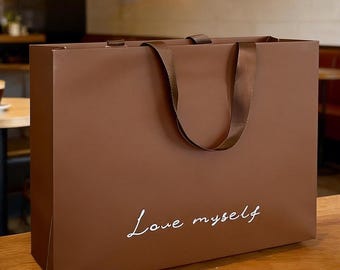 Custom Logo Gift Bags, Personalized Business Packaging Bags, Luxury Paper Shopping Bags with Ribbon Handles, Branded Retail Packaging