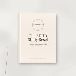The ADHD Study Reset – Digital Study Planner PDF | Weekly Reset & Focus Workbook for Students with ADHD | Instant Download, 19 Pages
