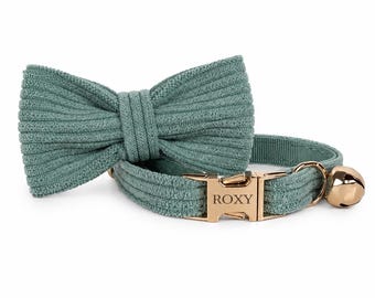 Collar de terciopelo personalizado para perro con lazo, collar para perro grabado a medida, collar para mascota personalizado con nombre, collar para perra, collar para cachorro, regalo para perro