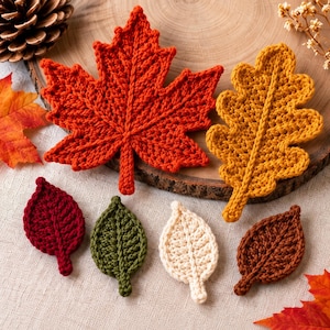 Crochet Autumn Leaves Pattern, Fall Leaf Crochet, Maple PDF, Decor, Thanksgiving Decoration