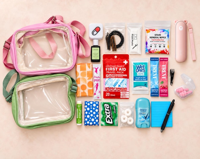 Customized Clear Bag Kit for Concerts, Game Days, Theme Parks (7.9 x 6.3 x 2.8 inches)