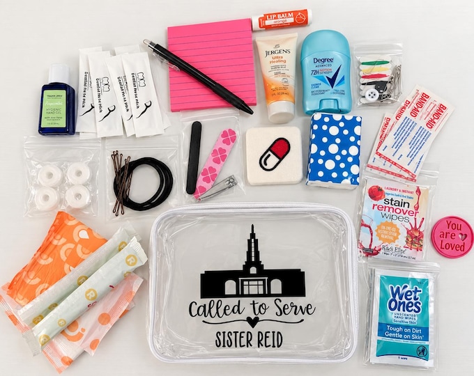 CUSTOMIZED Sister Missionary Survival Kit | LDS Missionary Essentials Bag