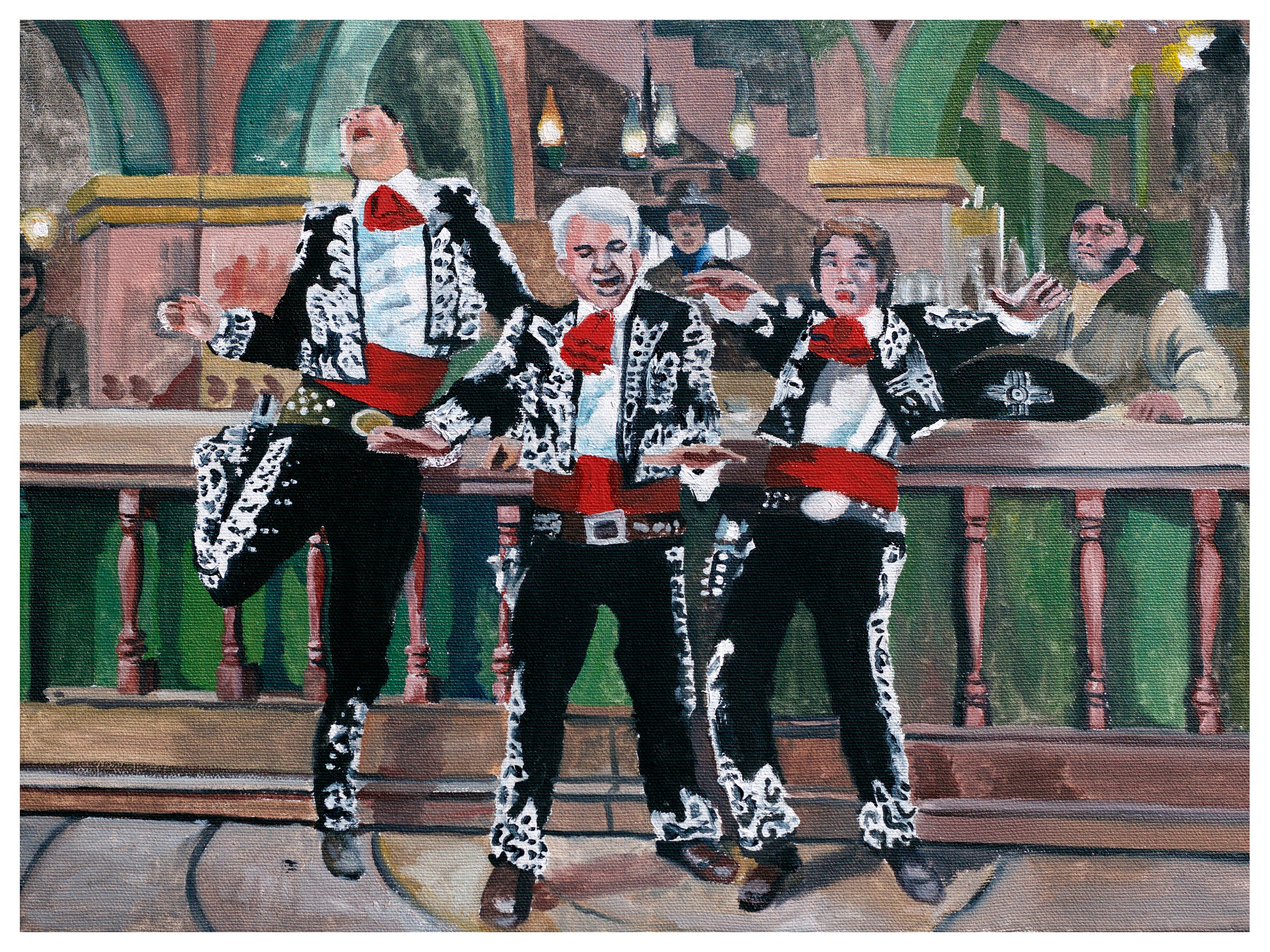 CHEVY CHASE , STEVE MARTIN and MARTIN SHORT in THREE AMIGOS -1986-. Greeting  Card by Album