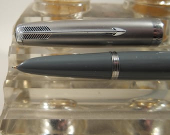 Restored Parker "51" Demi Aerometric Fountain Pen Gray w/Chrome Cap & Chrome  Arrow Clip Fine Point Vintage 1947