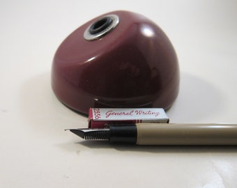 Vintage Esterbrook Desk Set: Cordovan Base, Restored Tan Fountain Pen