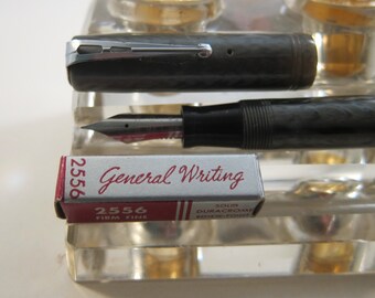 Restored Esterbrook Bandless Dollar Fountain Pen Pearl Gray w/ NOS 2556 Fine Point Nib Vintage 1942 WWII-era