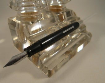 Restored Esterbrook Desk Fountain Pen Black & Clear Taper w/ NOS#2668 Firm Medium Point Vintage 1950's