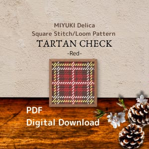 Karomuster Rot – Miyuki Delica Square Stitch/Webrahmen-Perlenstickmuster (PDF-Download)