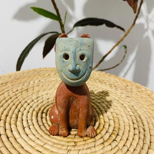 Beautiful Mexican Xoloitzcuintle figure, handmade and hand-painted by Mexican artisans.