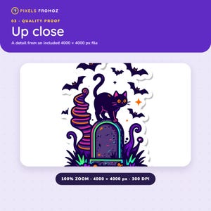 Vampire Cat Halloween Clip Art PNG, 20 Neon Gothic Designs image 8