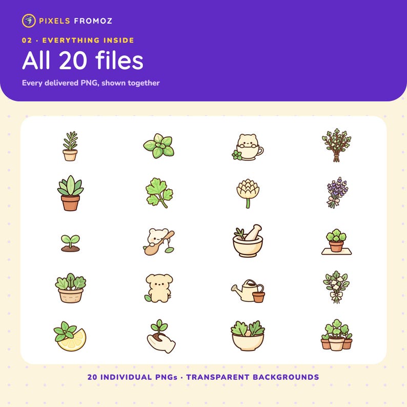 Herb Kitchen Garden Botanical Clip Art PNG, 20 Garden Designs image 10