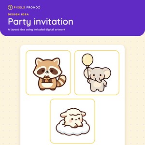 Imágenes prediseñadas de animales para baby shower en formato PNG, 20 adorables amigos para la habitación del bebé para manualidades. imagen 6