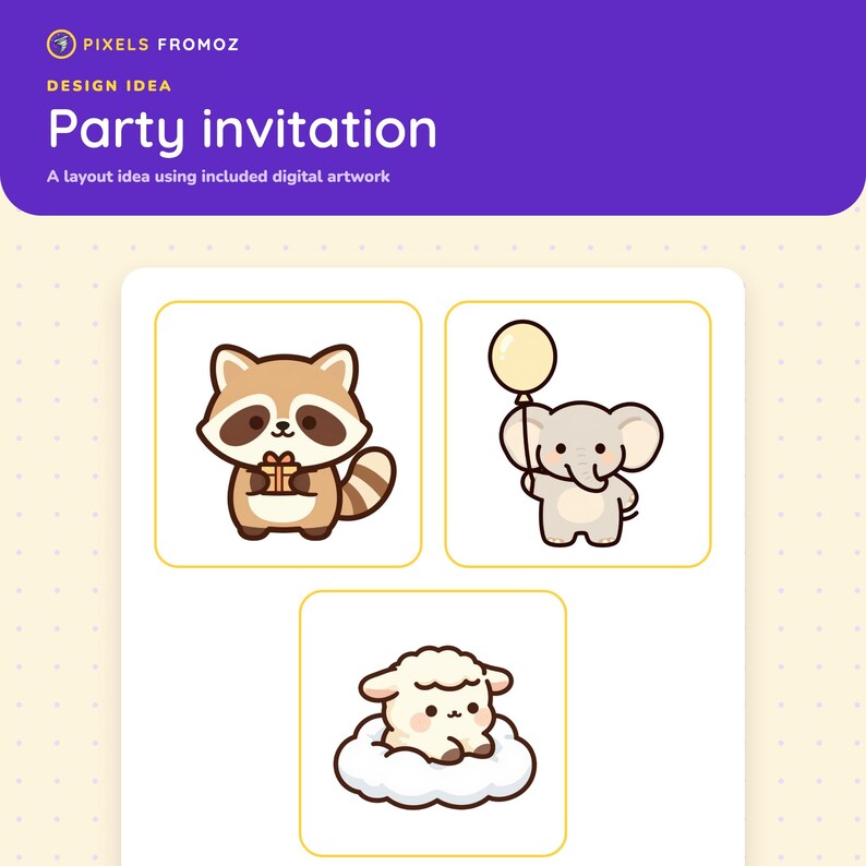 Imágenes prediseñadas de animales para baby shower en formato PNG, 20 adorables amigos para la habitación del bebé para manualidades. imagen 6