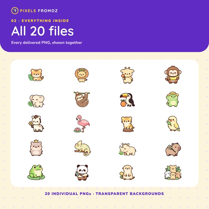 Jungle Animal Clip Art PNG, 20 Tropical Safari Friends (Digital Download) image 10