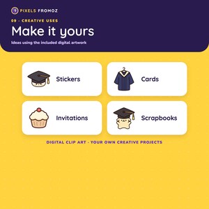 Graduation Celebration Clip Art PNG, 20 Original Party Designs image 3