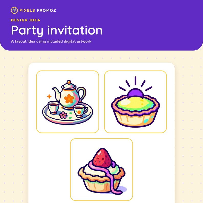 Whimsical Little Treats Clip Art PNG, 20 Surreal Party Designs image 6