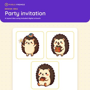 Clip art stagionale di ricci Kawaii - 20 adesivi di animali per le feste in formato PNG immagine 5