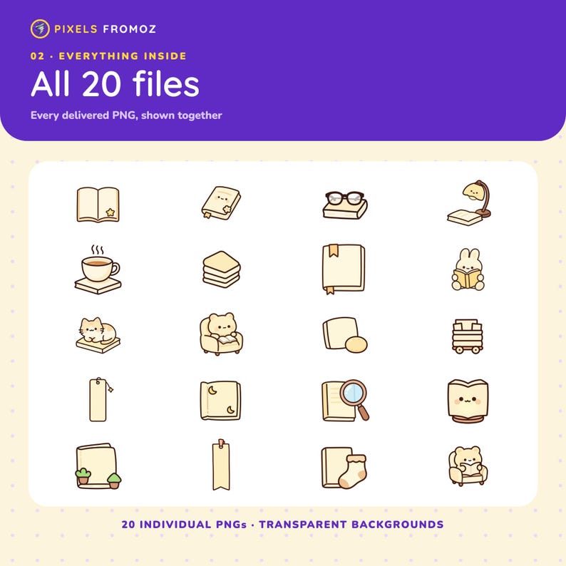 Book Lover Reading Sticker Clip Art PNG, 20 Cozy Reading Designs image 10
