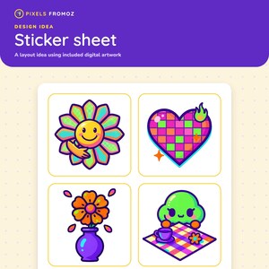 Imágenes prediseñadas PNG de estilo retro kawaii para pared, 20 mini láminas eclécticas imagen 7