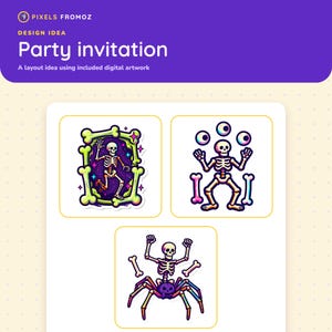 Surreal Skeleton Halloween Clip Art PNG, 20 Candy-Colored Designs image 6