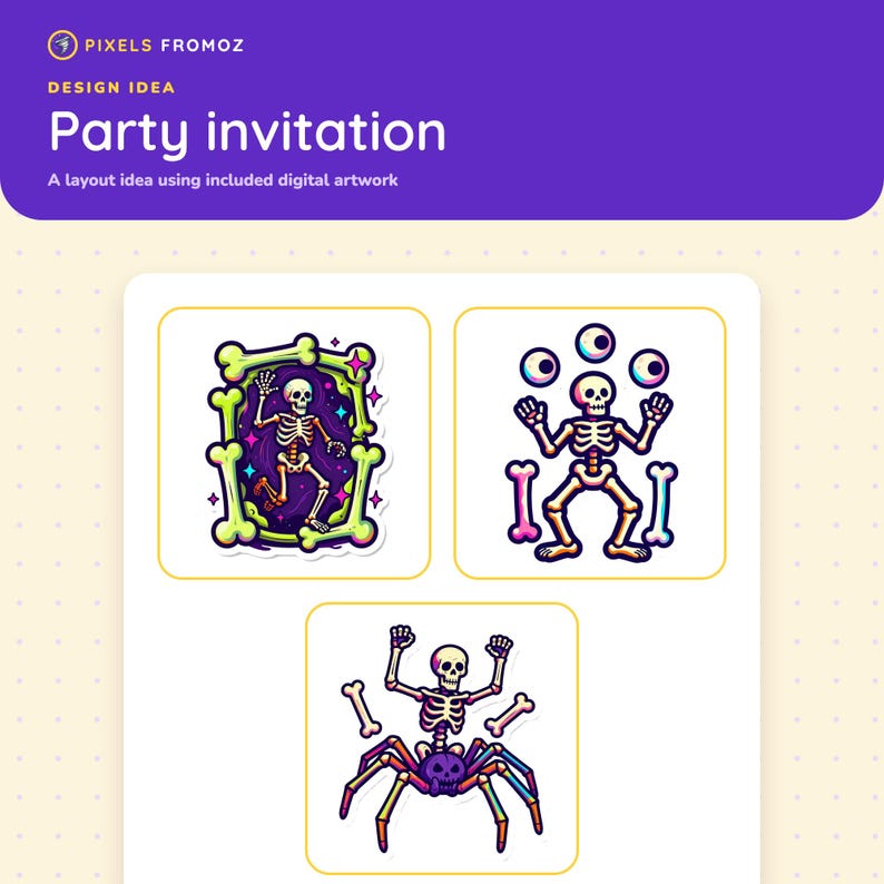 Surreal Skeleton Halloween Clip Art PNG, 20 Candy-Colored Designs image 6