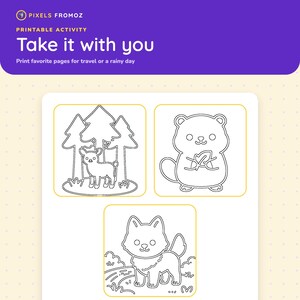 かわいい動物ぬりえ100枚、印刷可能なPDFブック（USレターサイズ、A4サイズ） 画像 5