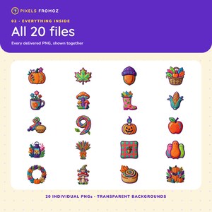 Embroidered Cozy Fall Clip Art PNG, 20 Autumn Craft Motifs image 10