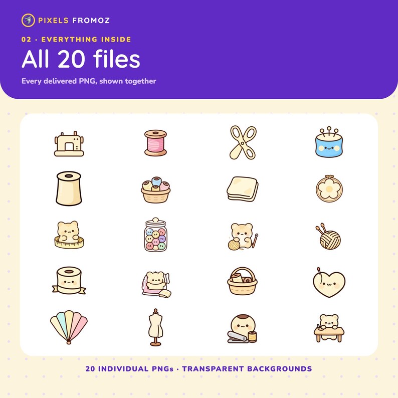 Sewing Craft Room Clip Art PNG, 20 Needlework Designs for Makers image 10