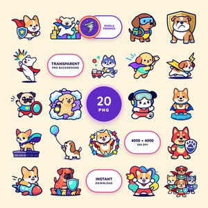 Dog Superhero Clip Art PNG, 20 Original Canine Hero Designs image 1