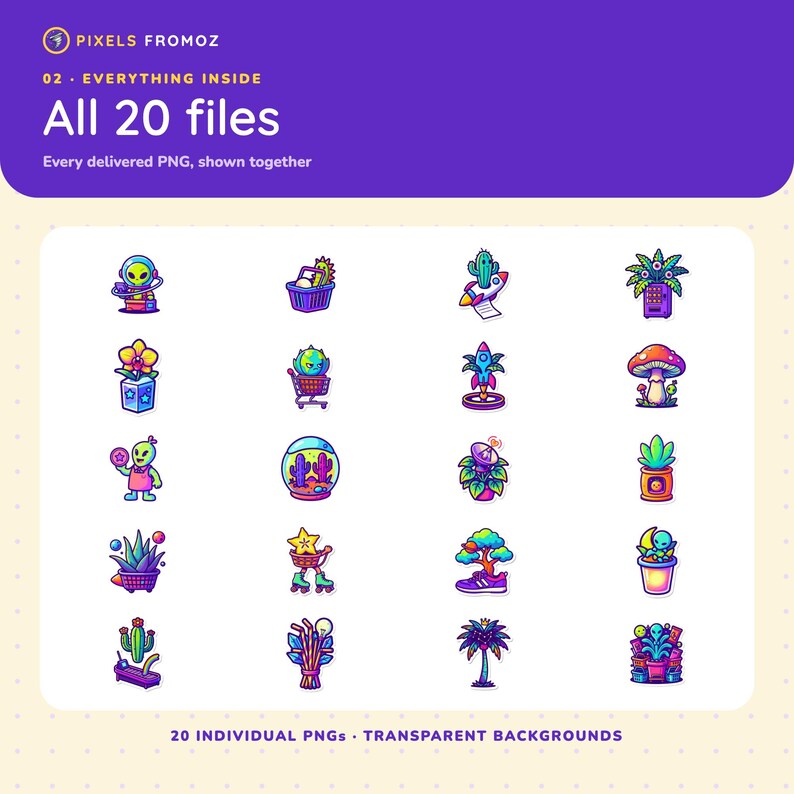 Imágenes prediseñadas PNG de una tienda de conveniencia intergaláctica de plantas de interior, 20 diseños cósmicos imagen 10