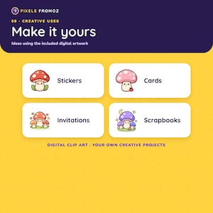 Kawaii Mushroom Clip Art — 20 Transparent PNGs, 4000px image 3