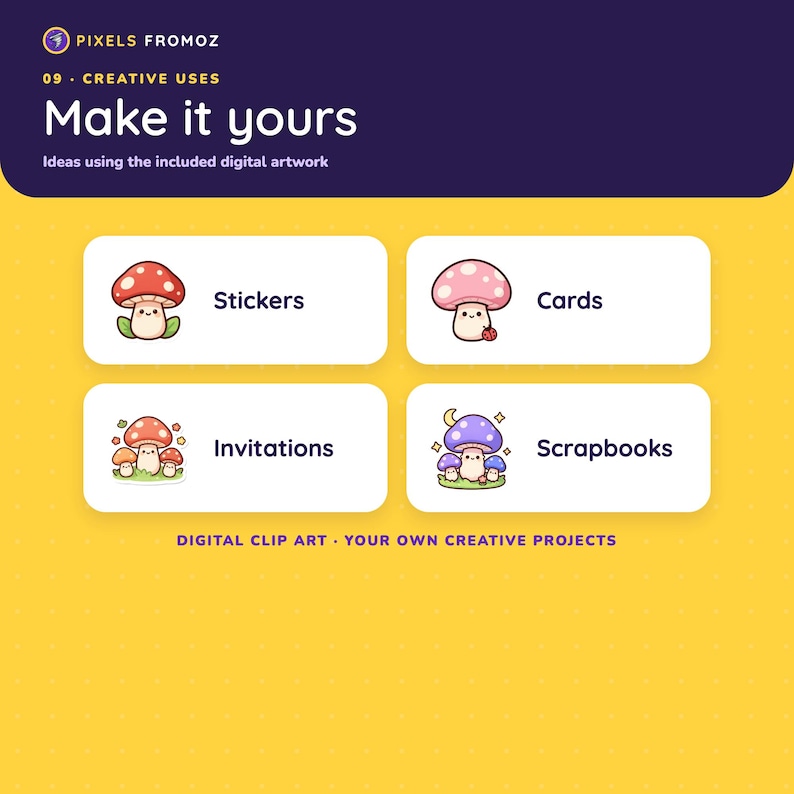 Kawaii Mushroom Clip Art — 20 Transparent PNGs, 4000px image 3