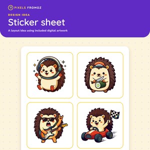 Hedgehogs Gone Wild - 20 Funny Kawaii Animal Clip Art Stickers image 6