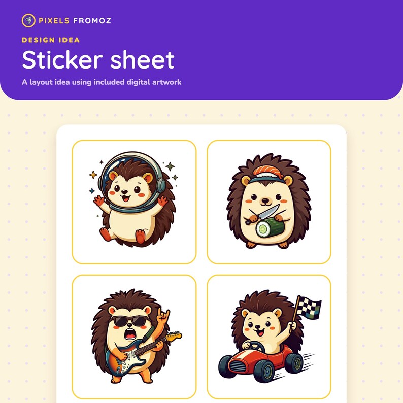 Hedgehogs Gone Wild - 20 Funny Kawaii Animal Clip Art Stickers image 6