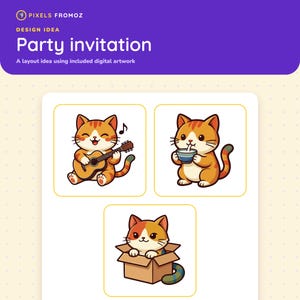 Kawaii Cat PNG Clip Art Set, 20 Illustrations with Props (Digital Download) image 6