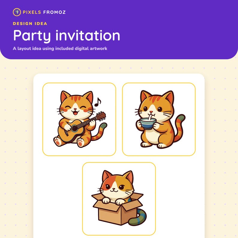Kawaii Cat PNG Clip Art Set, 20 Illustrations with Props (Digital Download) image 6
