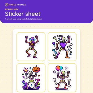 Surreal Skeleton Halloween Clip Art PNG, 20 Candy-Colored Designs image 7