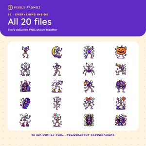 Surreal Skeleton Halloween Clip Art PNG, 20 Candy-Colored Designs image 10