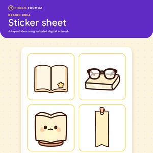 Book Lover Reading Sticker Clip Art PNG, 20 Cozy Reading Designs image 7