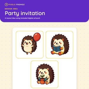 Retro Kawaii Hedgehog Clip Art – 20 Woodland Animal Illustrations (PNG) image 5