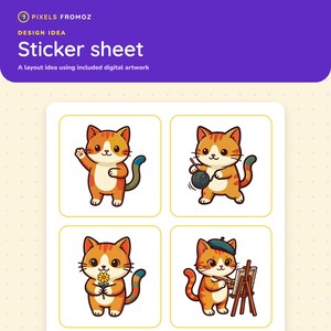 Kawaii Cat PNG Clip Art Set, 20 Illustrations with Props (Digital Download) image 7