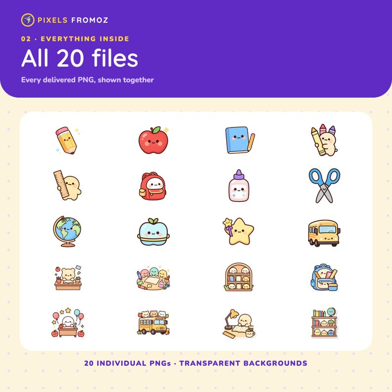 Imagens Kawaii para Sala de Aula – Materiais Escolares, Agendas para Professores (20 PNGs) imagem 9