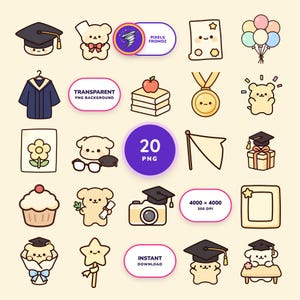 Graduation Celebration Clip Art PNG, 20 Original Party Designs image 1