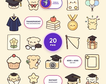Images clipart PNG pour fête de remise de diplômes, 20 modèles originaux pour vos fêtes