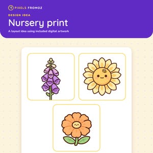 Wildflower Garden Clip Art PNG, 20 Botanical Elements, Digital Download image 5