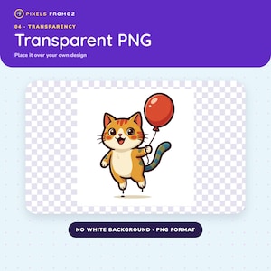 Kawaii Cat PNG Clip Art Set, 20 Illustrations with Props (Digital Download) image 8