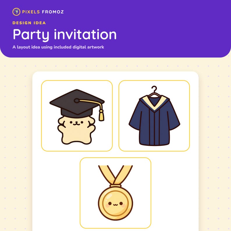 Graduation Celebration Clip Art PNG, 20 Original Party Designs image 6