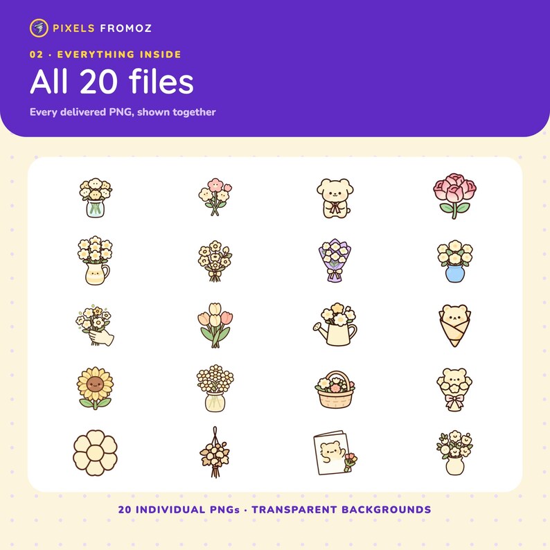 Cottage Garden Bouquet Clip Art PNG, 20 Floral Arrangement Designs image 10
