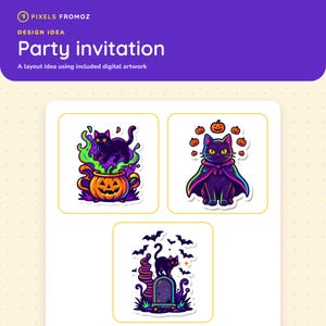 Vampire Cat Halloween Clip Art PNG, 20 Neon Gothic Designs image 5