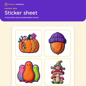 Embroidered Cozy Fall Clip Art PNG, 20 Autumn Craft Motifs image 7
